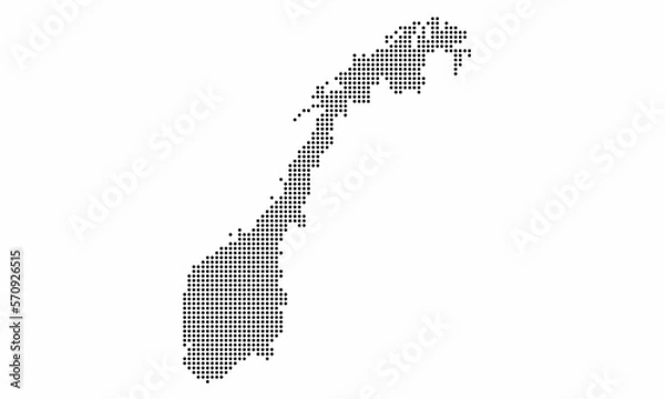 Fototapeta Norway dotted map with grunge texture in dot style. Abstract vector illustration of a country map with halftone effect for infographic. 