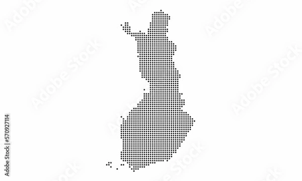 Fototapeta Finland dotted map with grunge texture in dot style. Abstract vector illustration of a country map with halftone effect for infographic. 