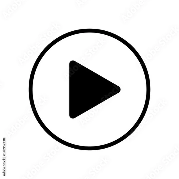 Fototapeta Black play button icon isolated on transparent background.