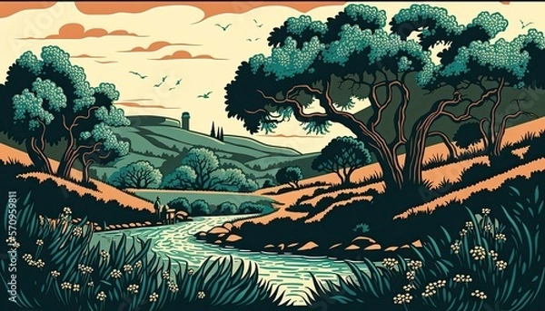 Obraz Landscape with Trees