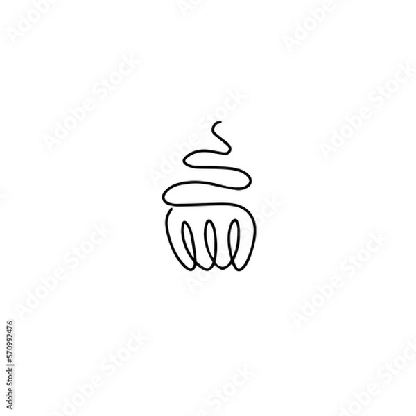 Obraz Single continuous line drawing of cupcake topping art. Sweet pastry concept. Modern one line draw design vector graphic illustration for cake shop logo