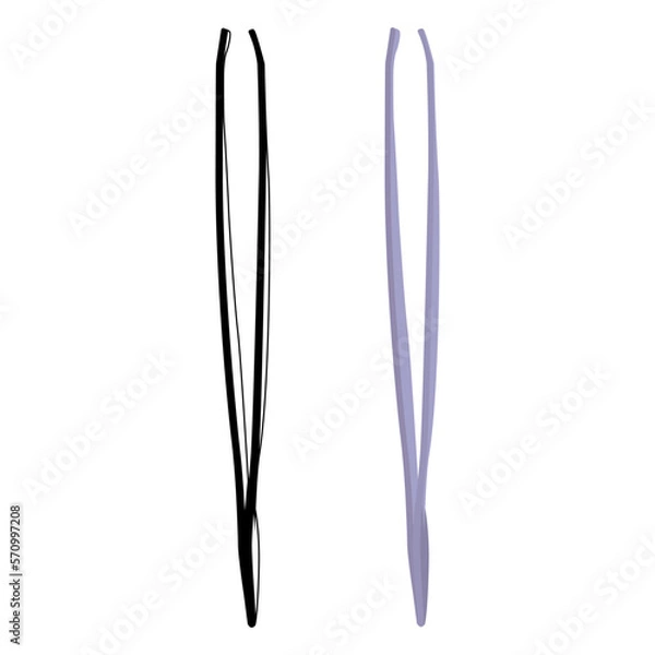 Fototapeta Metal eyebrow tweezers. Hair removal, eyebrow correction tool, vector.