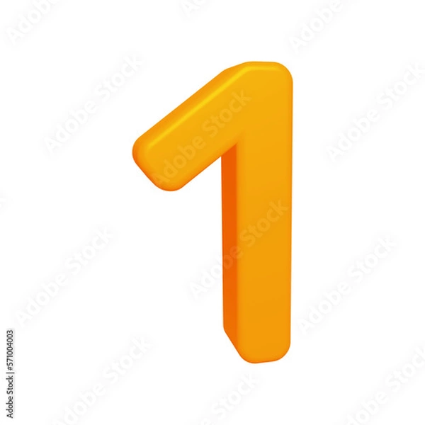 Fototapeta Orange number 1 in 3d rendering for math, business and education concept.