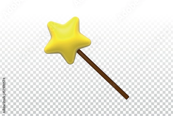 Fototapeta Vector realistic isolated Magic Wand with a Star on the transparent background.