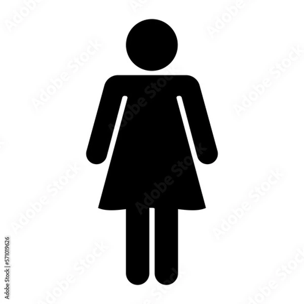 Fototapeta Female icon. Girl WC symbol. Lady toilet sign. Woman user avatar. Flat icon isolated on white background. Vector element