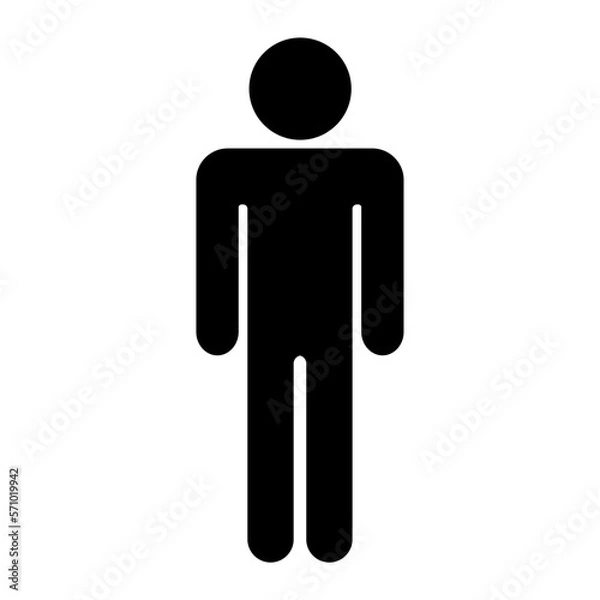 Fototapeta Male icon. Boy WC symbol. Gentleman toilet sign. Man user avatar. Flat icon isolated on white background. Vector element