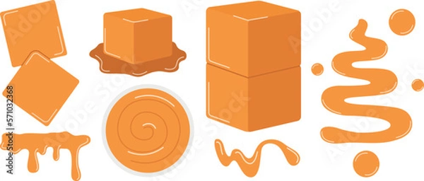 Fototapeta Various shapes of caramel, vector illustration