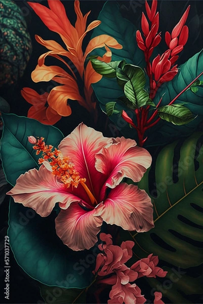 Fototapeta Beautiful big flowers. Generative Ai