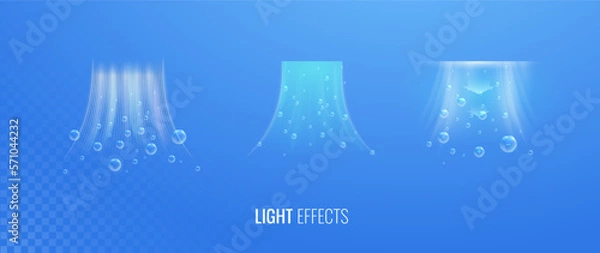 Obraz Air flow with ion positive and negative icon. Abstract light effect blowing from an air conditioner, purifier or humidifier. Set of vector elements