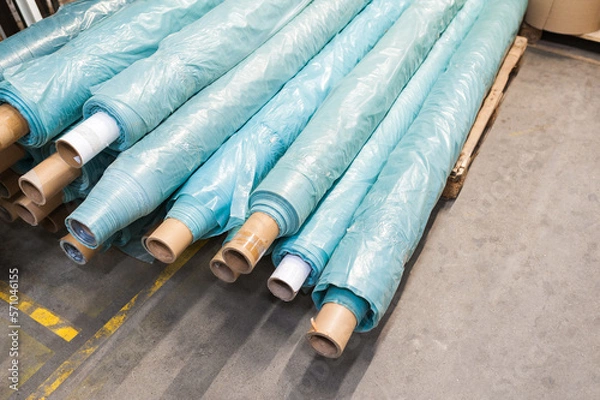 Obraz Warehouse with rolls of polyethylene