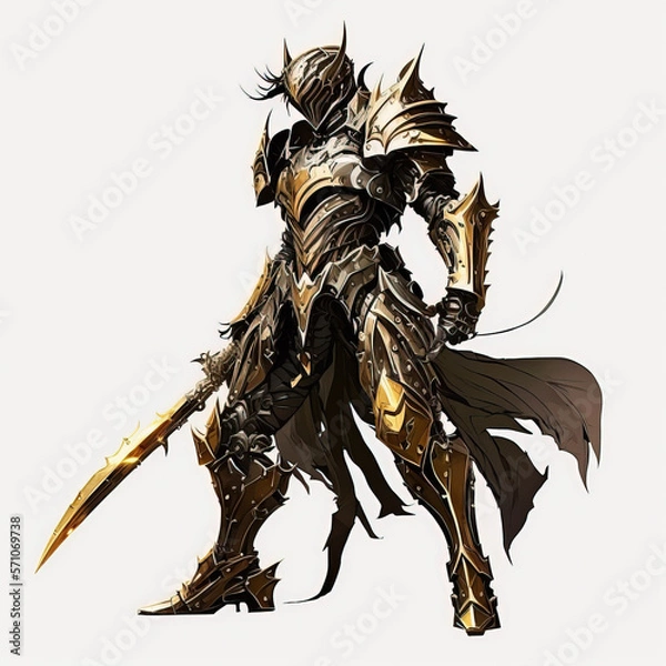 Fototapeta Fantasy hero in armor. sketch art for artist creativity and inspiration. generative AI	
