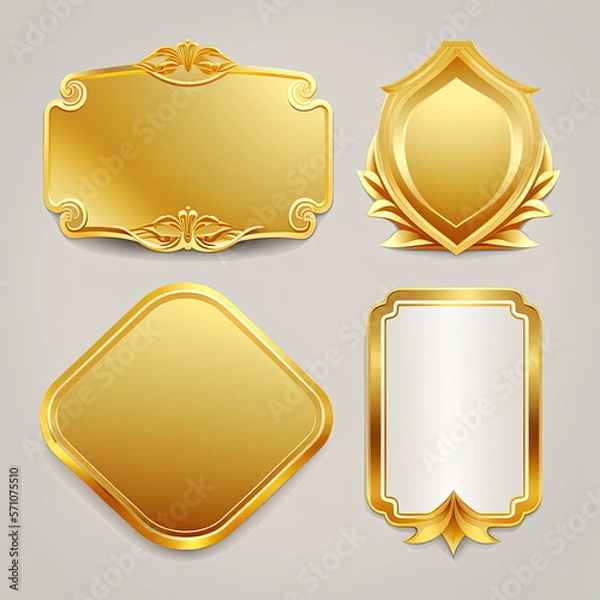 Fototapeta Collection of gold labels gradients metallic, vector illustration, Made by AI,Artificial intelligence