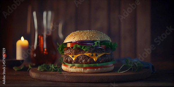 Obraz Beef burger with cheese