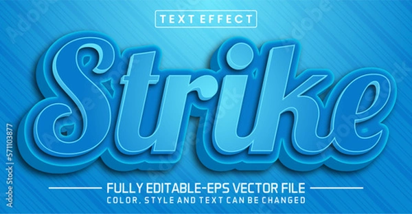 Fototapeta Strike text editable style effect. 3d text concept