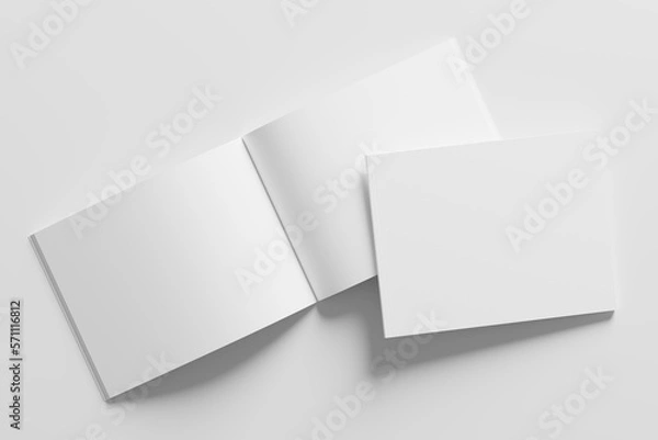Fototapeta US Letter Landscape Magazine 3D Rendering White Blank Mockup