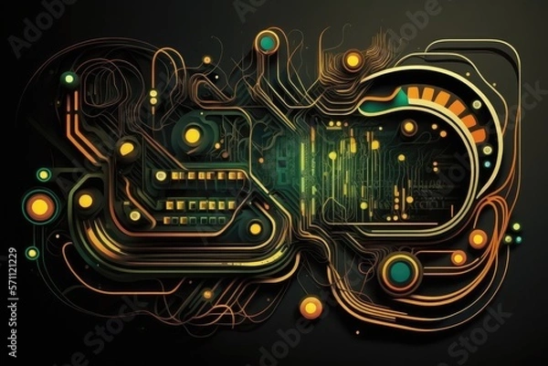 Fototapeta Abstract circuit design cool art Generative AI
