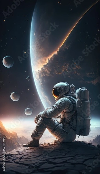 Obraz Astronaut in deep space made with generative ai