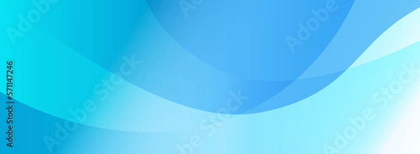 Obraz 明るい青色と水色の曲線グラデーションで描かれたアブストラクト背景ベクター画像。ヘッダー、バナー用