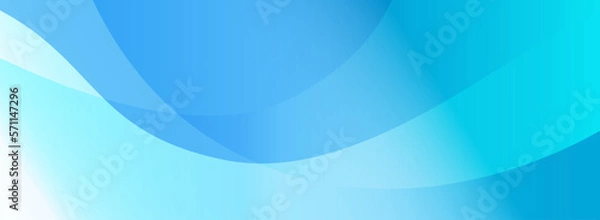 Obraz 明るい青色と水色の曲線グラデーションで描かれたアブストラクト背景ベクター画像。ヘッダー、バナー用
