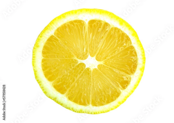 Fototapeta Lemon slice isolated on white background. Top view. Organic fresh citrus fruits lemons, clipping path included.