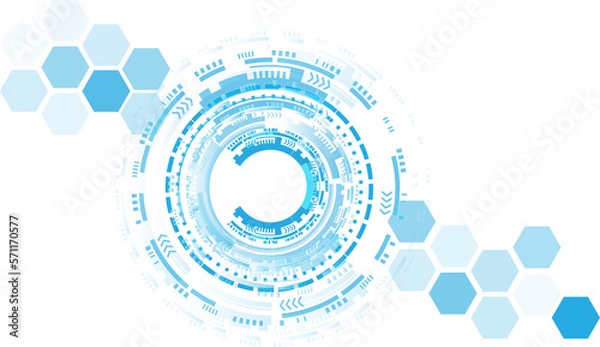 Obraz Abstract blue computer technology background with circuit board and  circle tech.illustration for elements