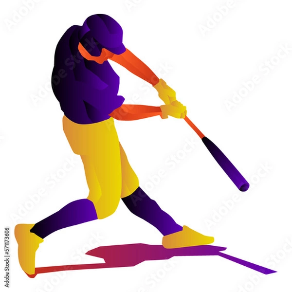 Obraz Illustration of baseball player in action. Isolate background.
