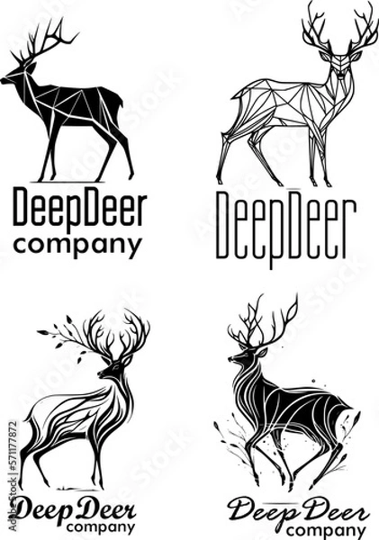 Fototapeta a logo in the form of a deer or elk mascot, a large horned animal is a good symbol for any company