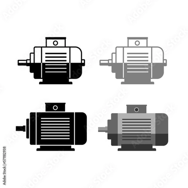 Obraz Electric motor icon set, vector illustration