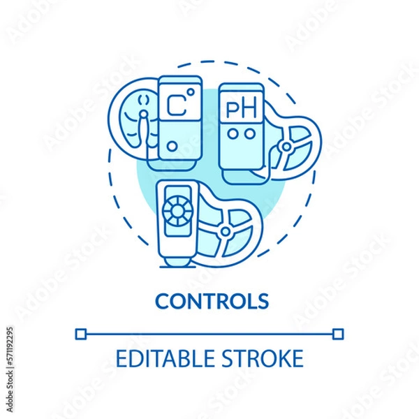 Fototapeta Controls turquoise concept icon. Products quality checkup. Planning approach to HACCP abstract idea thin line illustration. Isolated outline drawing. Editable stroke. Arial, Myriad Pro-Bold fonts used