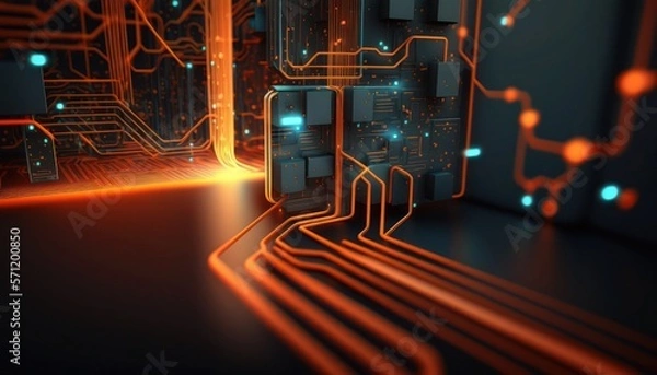 Obraz Abstract Background Technology,  connection, circuit board background, generative ai