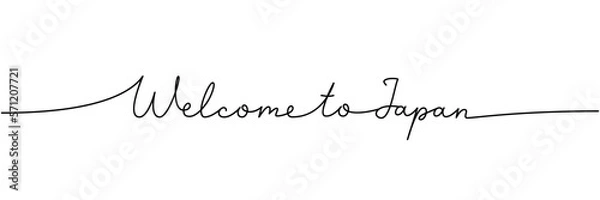 Fototapeta Welcome to Japan - word with continuous one line. Minimalist drawing of phrase illustration. Japan country - continuous one line illustration.