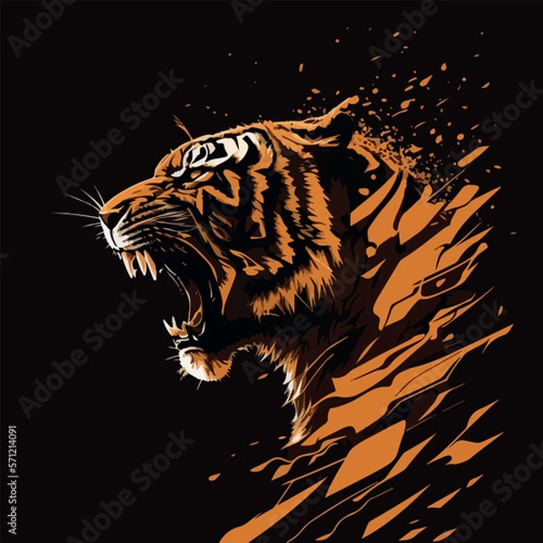 Obraz Roaring tiger head vector illustration