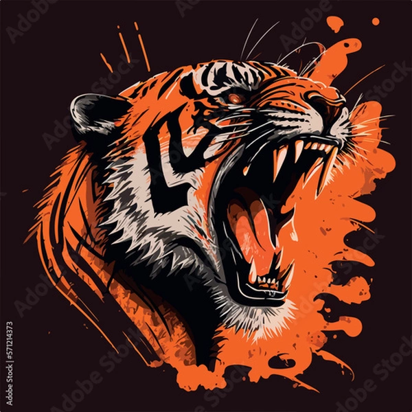 Obraz Roaring tiger head vector illustration