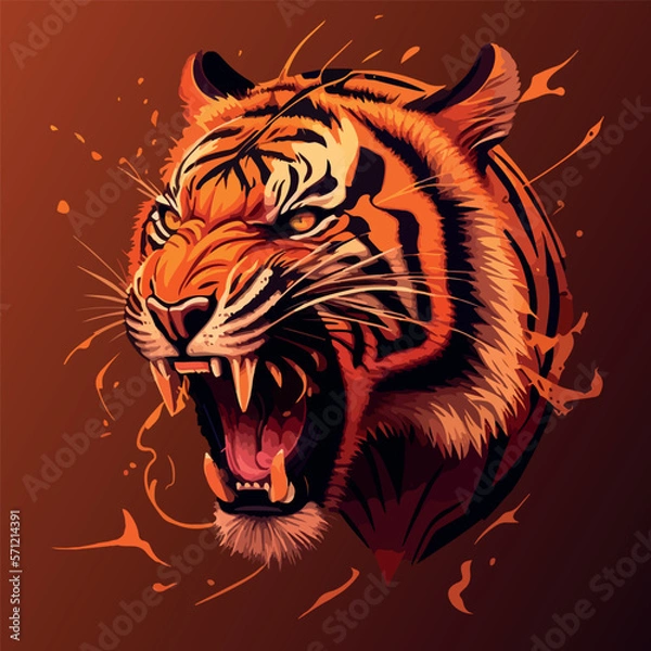 Obraz Roaring tiger head vector illustration