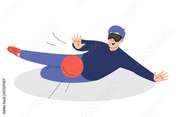 Fototapeta Goalball player vector isolated. Man with disability participating in sport activity. Paralympic games concept.