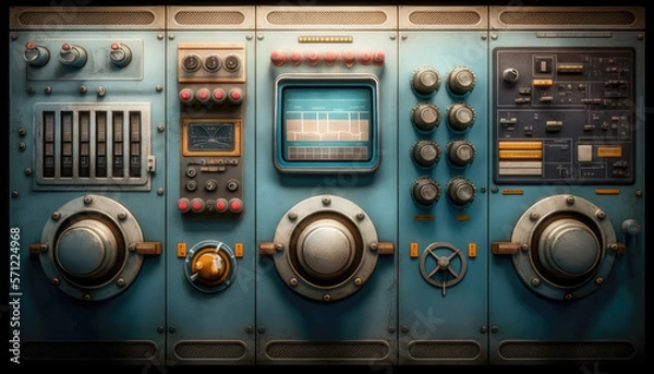 Obraz Vintage Equipment Control Panel. Generative AI
