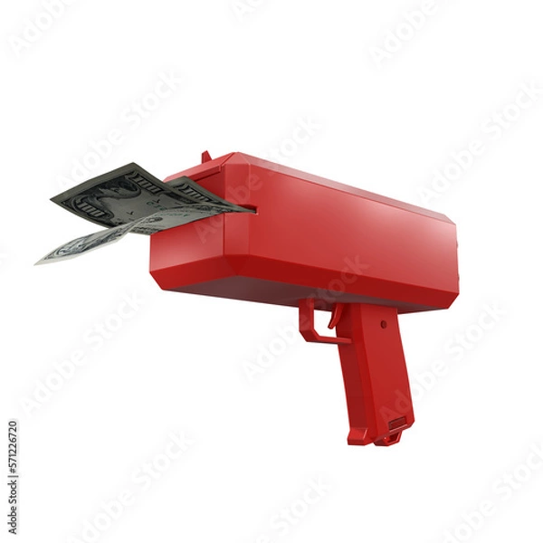 Obraz 3d rendering of money gun from perspective view