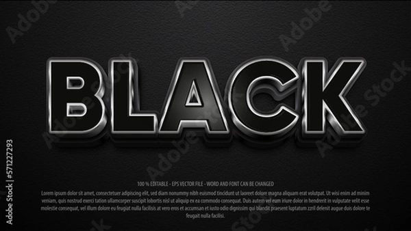 Fototapeta Black 3d style editable text effect