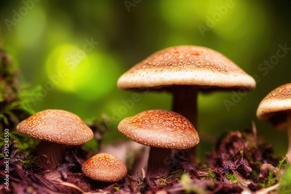 Fototapeta High-Resolution Macro Image of a Mushroom Showcasing its Intricate and Eye-catching Characteristics, Ideal for Incorporating a Fungal Touch to Any Design Project