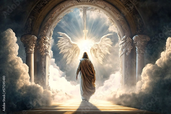 Fototapeta Jesus Entering The Gates Of Heaven - Ai Generative