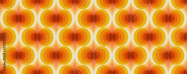 Obraz 70's retro seamless pattern. Vector vintage colorful groovy texture. Geometric 60s background illustration