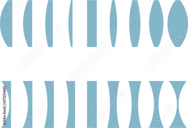 Obraz optical lenses concave and convex. isolated vector
