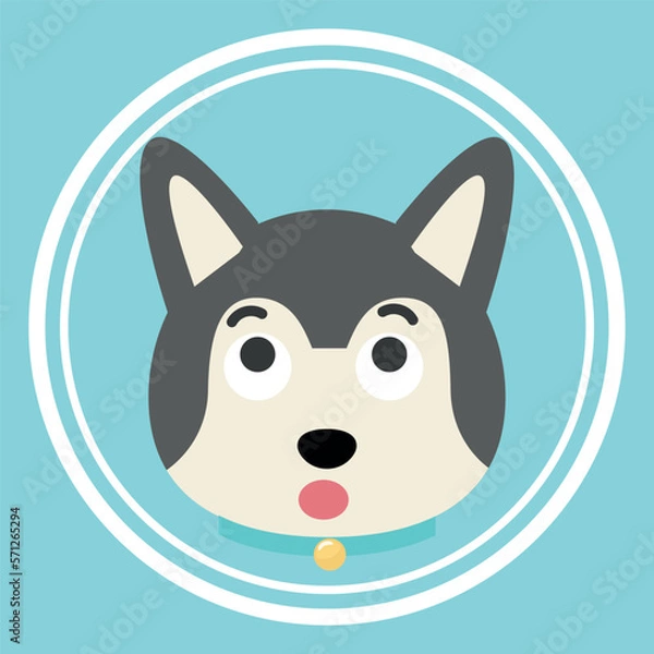 Obraz Vector flat dog emoji. Gray dog ​​vector.
