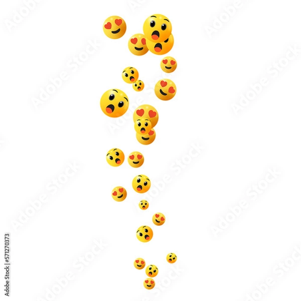 Obraz Social media emoji icon elements falling on transparent background.