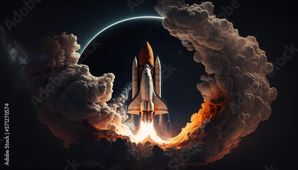 Obraz An space shuttle launching from ground Ai generative image