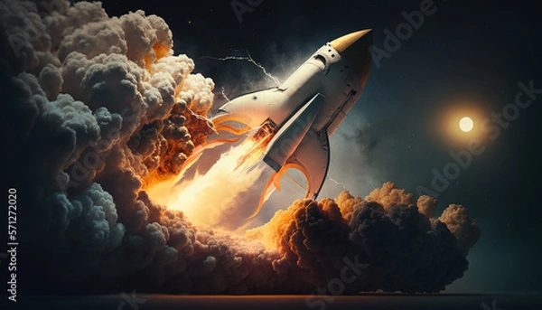Obraz An space shuttle launching from ground Ai generative image