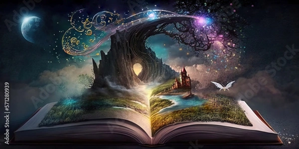 Fototapeta Ożywa książeczka fantasy, Generatywna AI