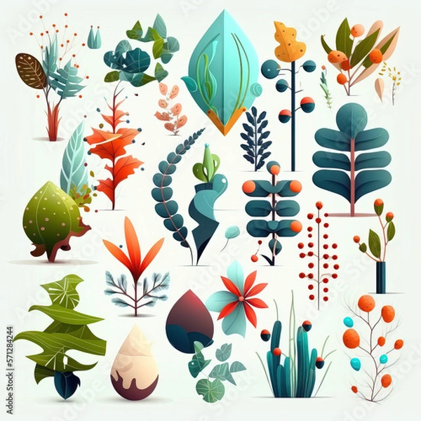 Fototapeta Big_pack_of_graphic_abstract_objects_in_cartoon_style