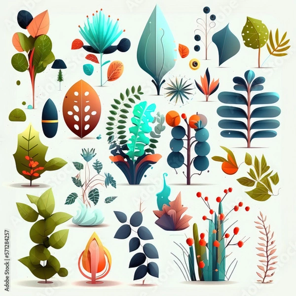 Fototapeta Big_pack_of_graphic_abstract_objects_in_cartoon_style