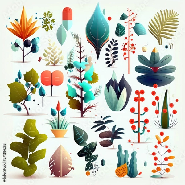 Fototapeta Big_pack_of_graphic_abstract_objects_in_cartoon_style